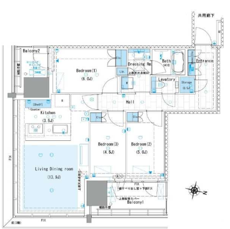 この住戸の間取り図