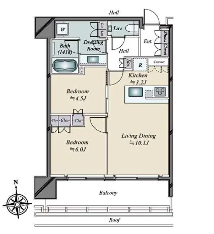 2LDKの間取り図