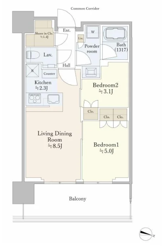 この住戸の間取り図