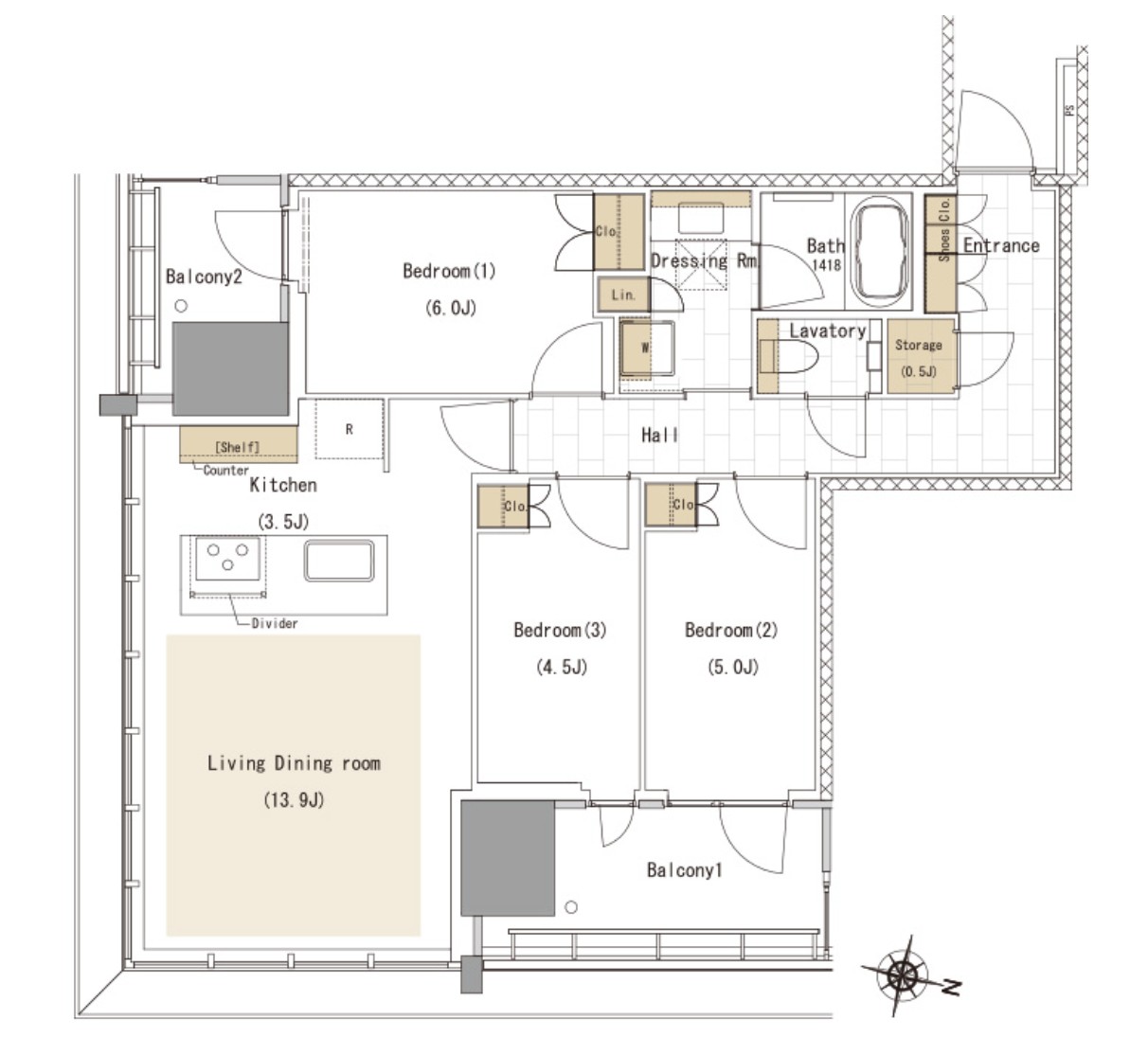 この住戸の間取り図