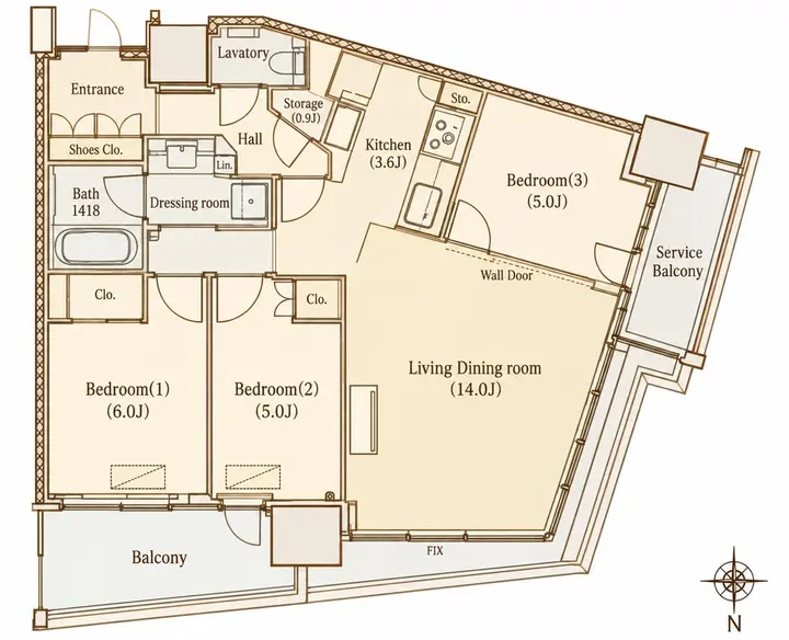 3LDKの間取り図