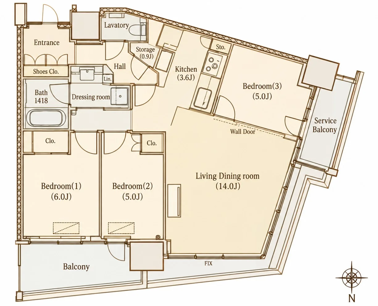 この住戸の間取り図