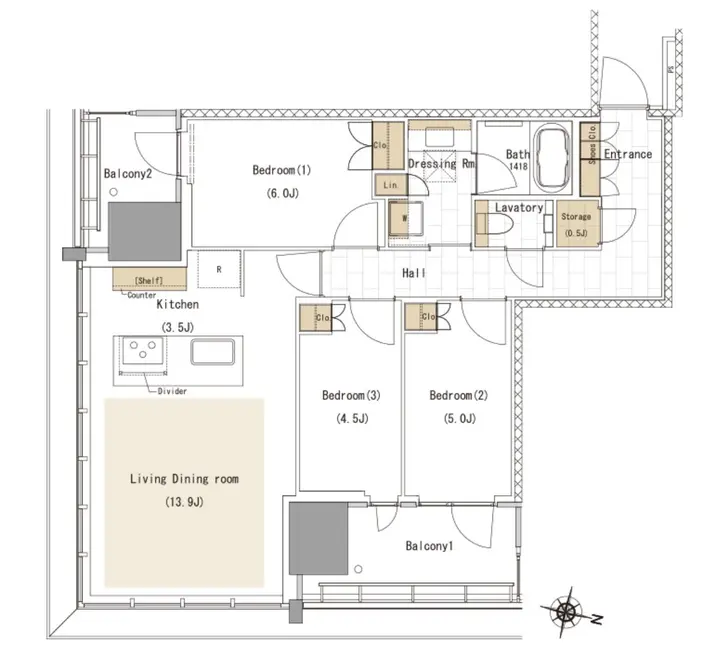 3LDKの間取り図