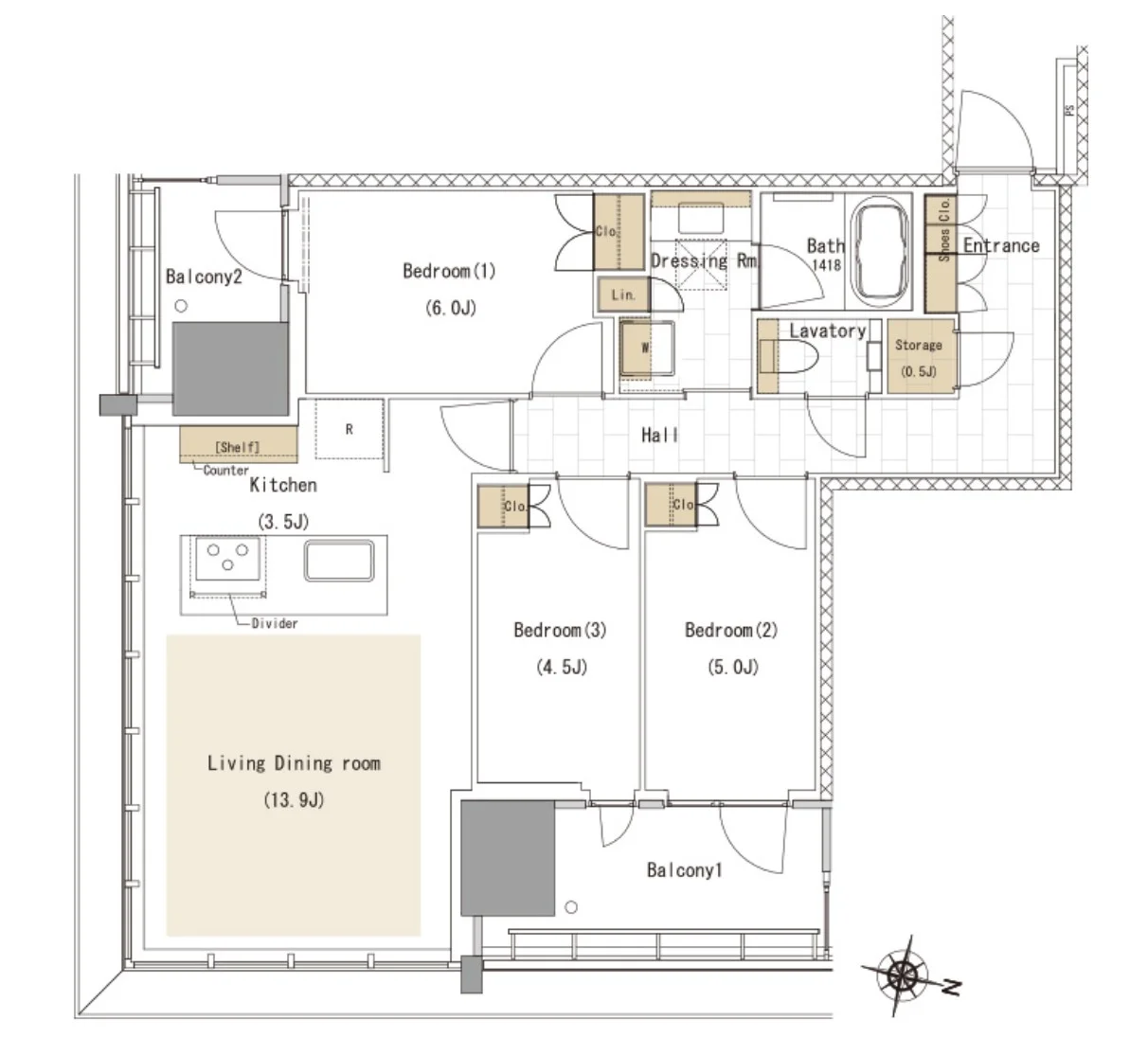 この住戸の間取り図