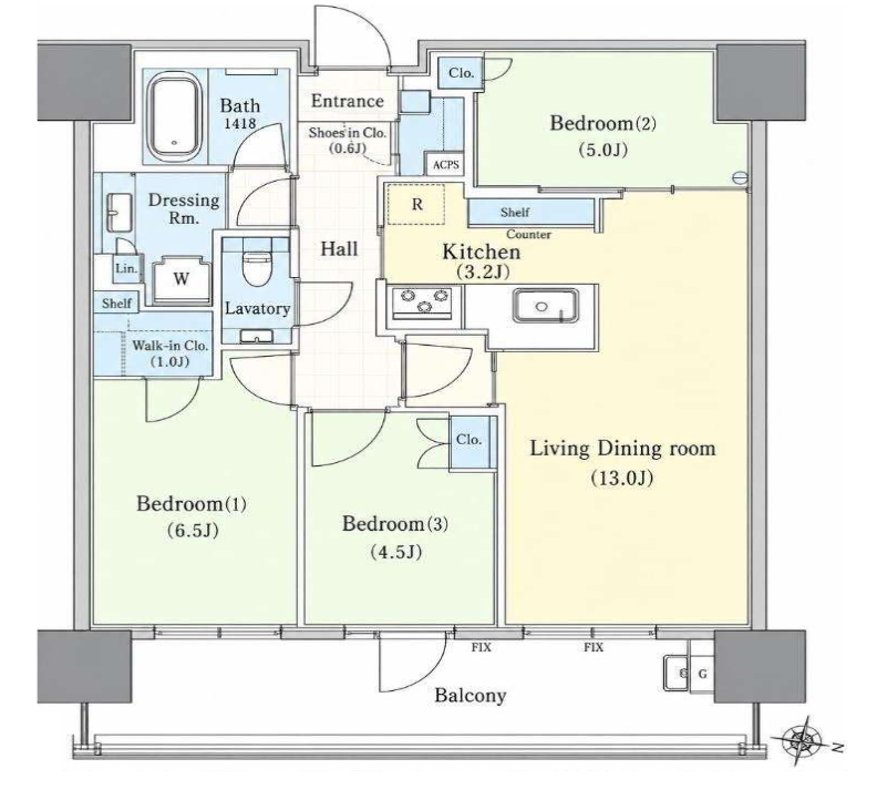 この住戸の間取り図