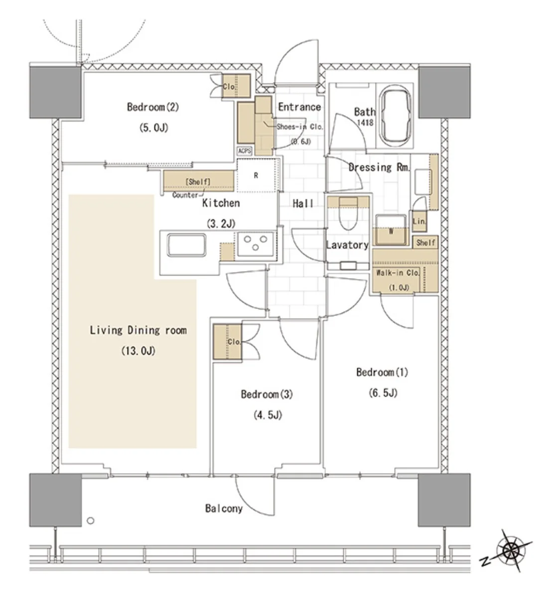 この住戸の間取り図