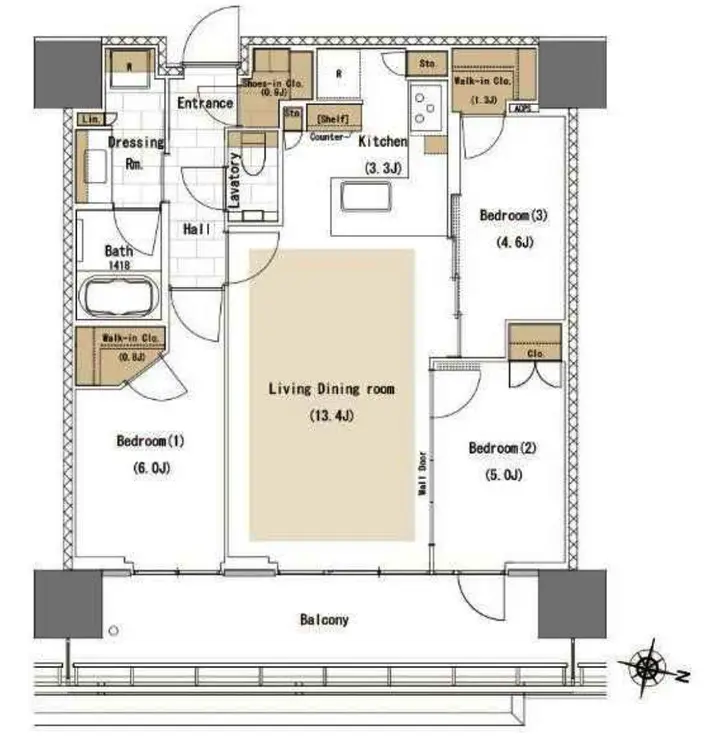 3LDKの間取り図
