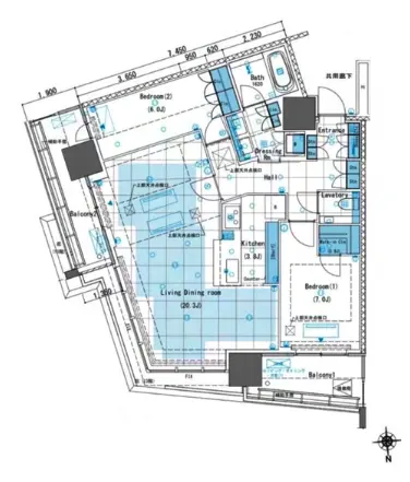 2LDKの間取り図